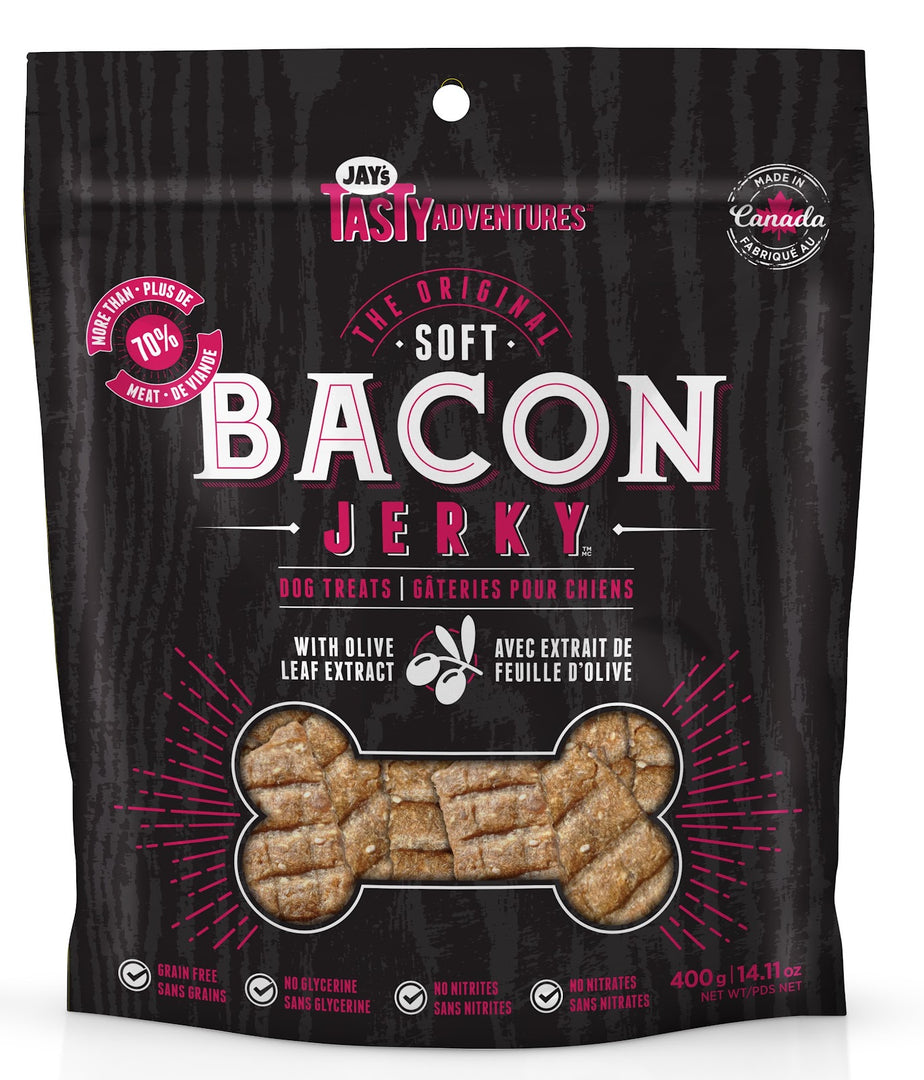 JAY'S TASTY Gâteries Chien Jerky de Bacon 400g