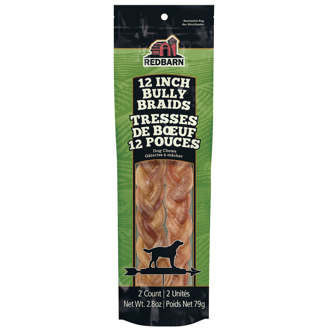 REDBARN Gâteries Chien Bâtonnet Boeuf Tressé 12" x3