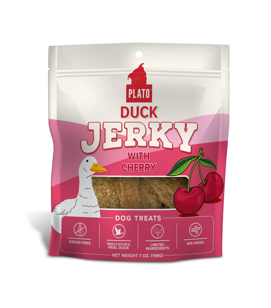 PLATO Gâteries Chien Jerky Canard & Cerise 198g