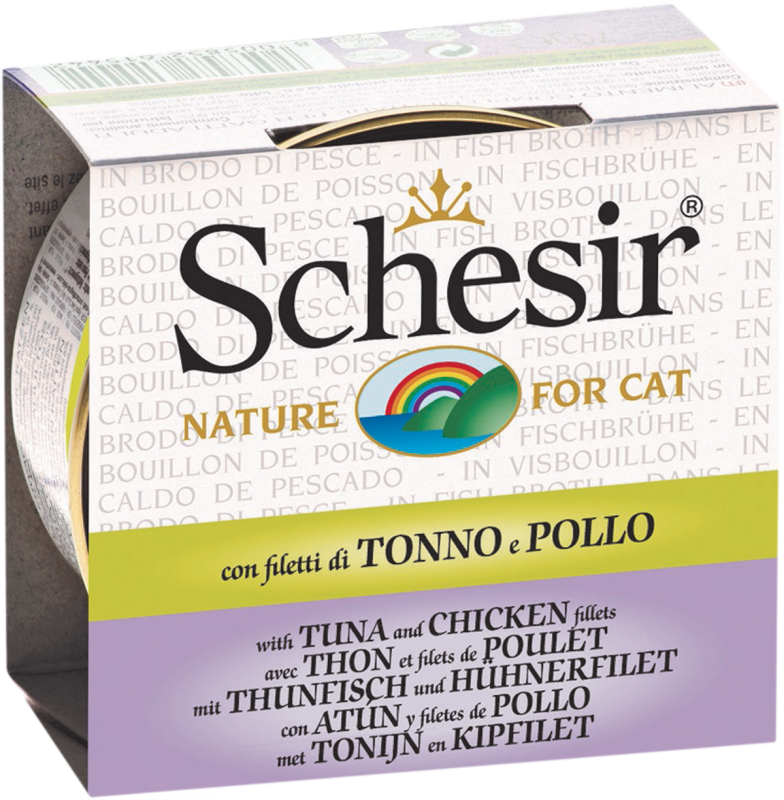 Schesir - Thon et Filets de Poulet en Bouillon - Nourriture Humide pour Chats