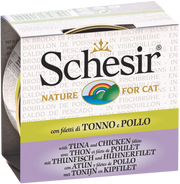 Schesir - Chat Adulte Thon et Poulet en Bouillon - Nourriture Humide pour Chats