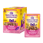 Wellness Appetizing Entrees - Thon, Maquereau et Crevettes Émiettés en Bouillon - Nourriture Humide pour Chats Adultes en Sachet