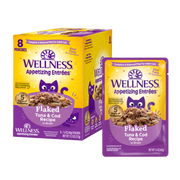 Wellness Appetizing Entrees - Thon et Morue Émiettés en Bouillon - Nourriture Humide pour Chats Adultes en Sachet