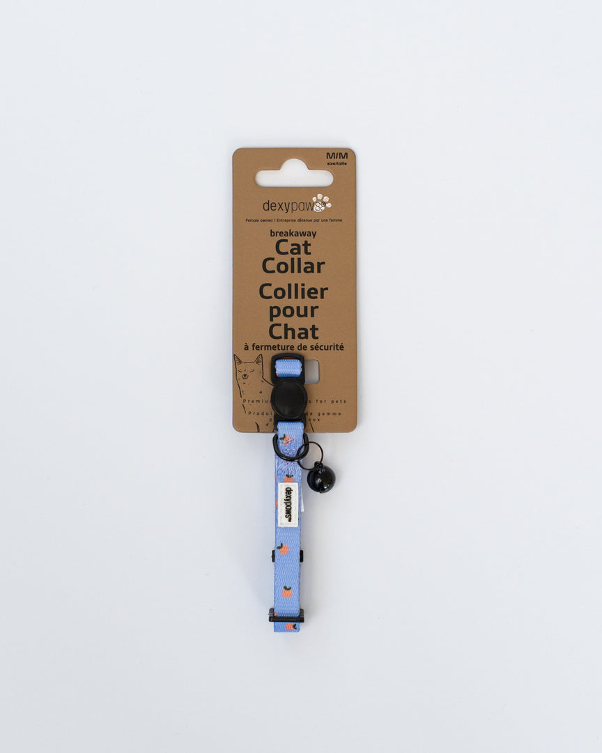 DEXYPAWS Chat Collier Polyester Motifs Mandarines S Bleu Ciel