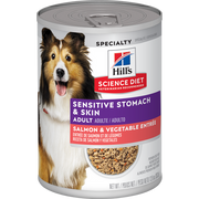 Hill's Science Diet - Chien Adulte Estomac et Peau Sensible Entrée de Saumon et Légumes - Nourriture Humide pour Chiens