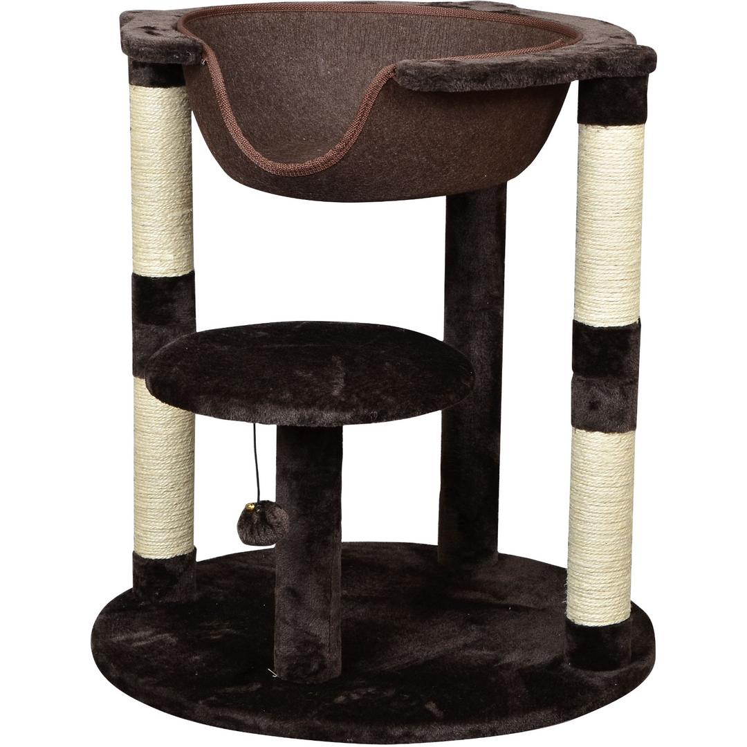 BüD'z - Arbre à Chat Classic à 2 Niveaux avec Lit Suspendu (66 x 66 x 42 cm)