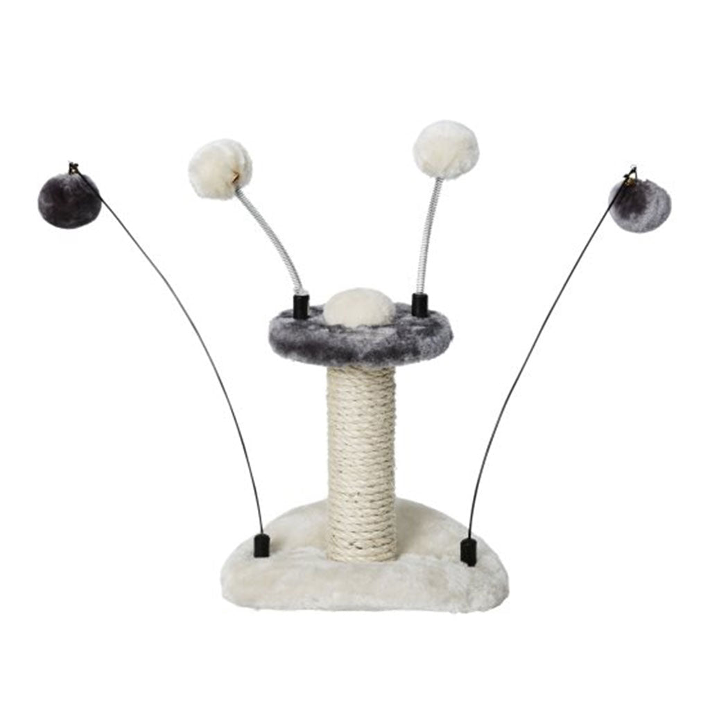 BüD'z - Station de Jeu avec Pompoms et Poteau en Sisal pour Chats, 25 cm