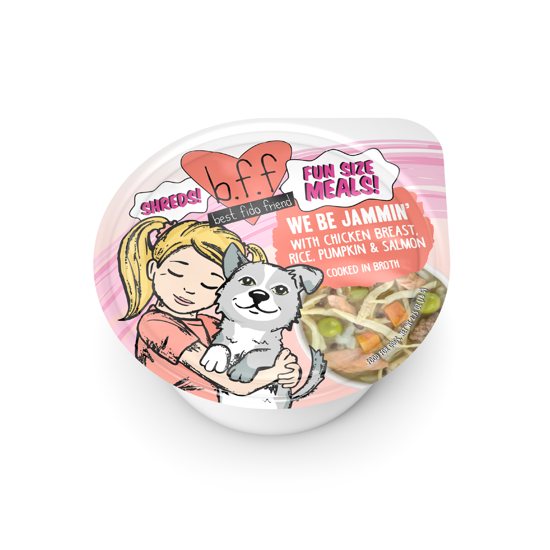 Weruva Best Fido Friend - We Be Jammin' - Poitrine de Poulet, Riz, Citrouille et Saumon en Bouillon - Nourriture Humide Sans Grains pour Chiens