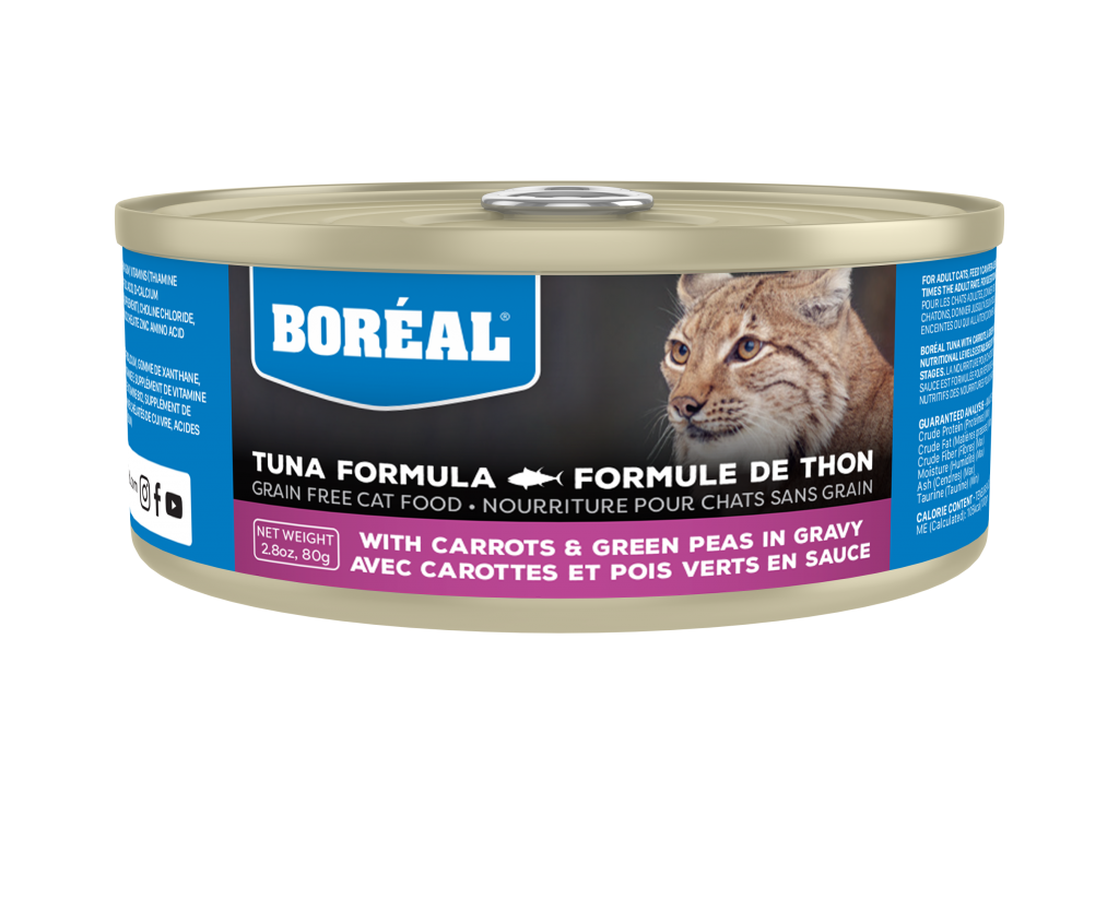 Boréal - Chat Thon avec Carottes et Pois Verts en Sauce - Nourriture Humide Sans Grains pour Chats