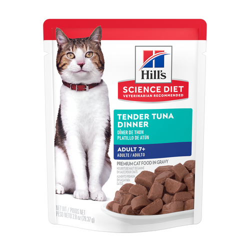Hill's Science Diet - Chat Senior 7+ Thon Tendre en Sauce - Nourriture Humide pour Chats en Sachet