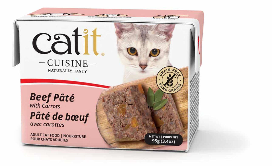 Catit Cuisine - Chat Adulte Pâté de Boeuf et Carottes - Nourriture Humide Sans Grains pour Chats en Tetra Pak