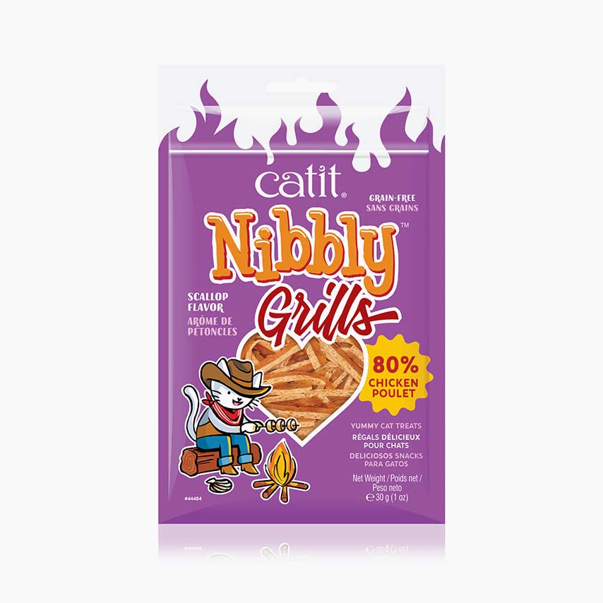 Catit Nibbly Grills - Poulet avec Arôme de Pétoncles - Gâteries Sans Grains pour Chats