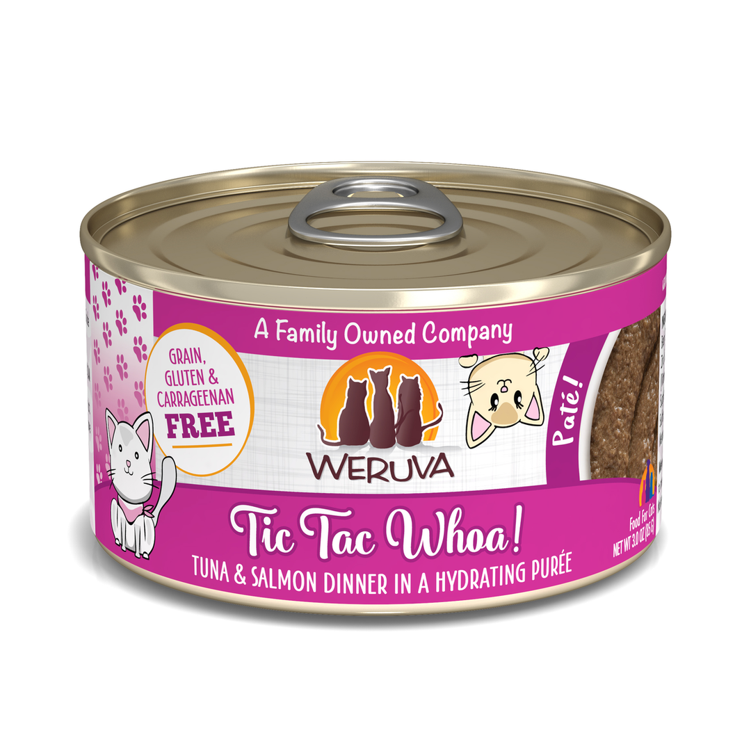 Weruva Classic - Tic Tac Whoa! - Pâté de Thon et Saumon dans une Purée Hydratante - Nourriture Humide Sans Grains pour Chats