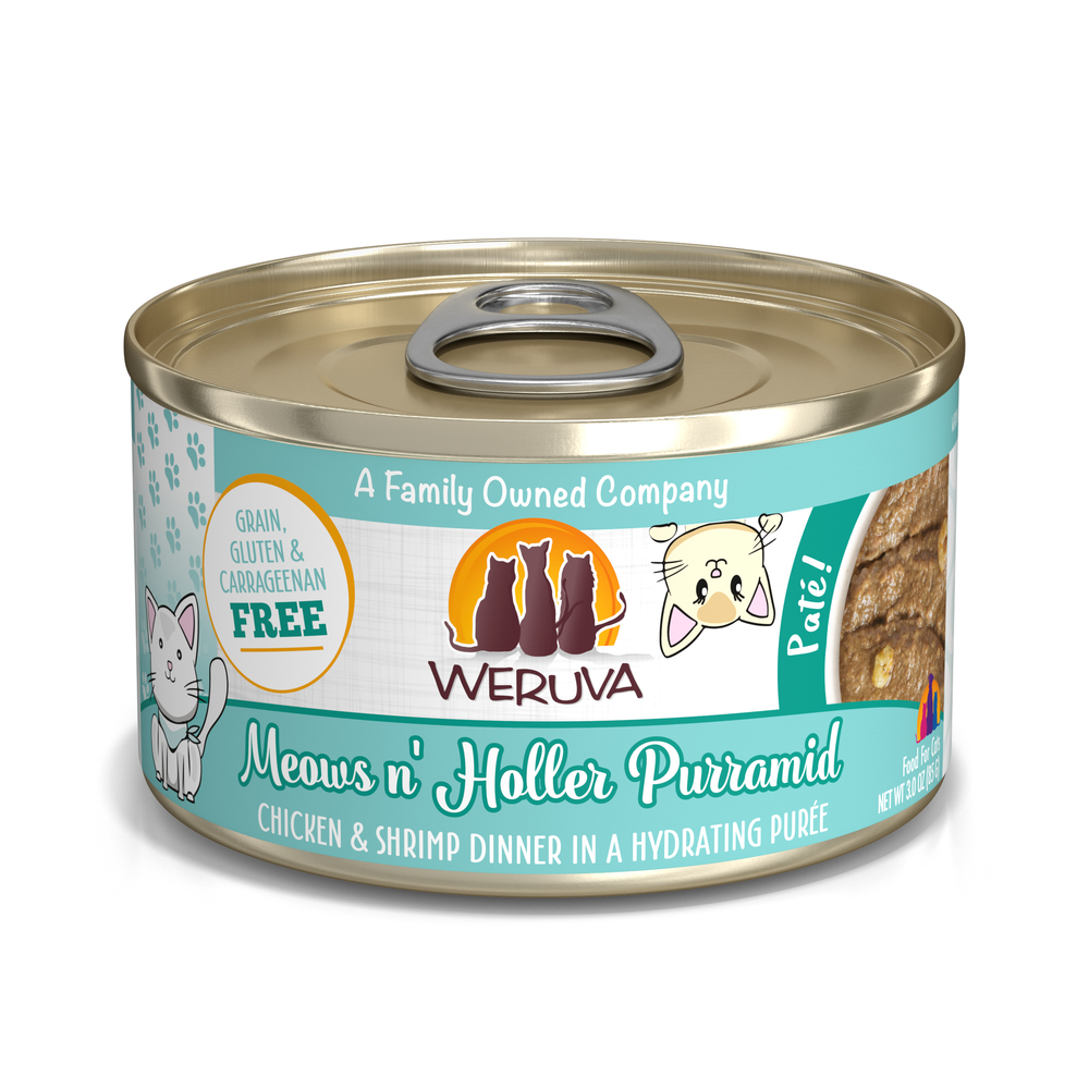 Weruva Classic - Meows N' Holler Purramid - Pâté de Poulet et Crevette dans une Purée Hydratante - Nourriture Humide Sans Grains pour Chats