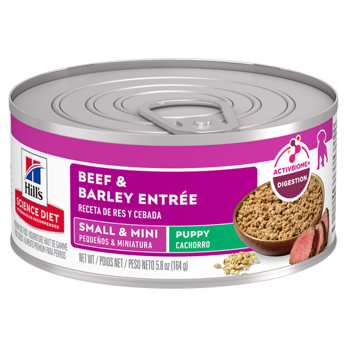Hill's Science Diet - Chiot Miniature & Petite Race Entrée de Boeuf et Orge - Nourriture Humide pour Chiens