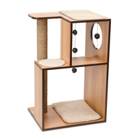 Catit Vesper - Arbre à Chat - Meuble V-Box en Bois de Noyer, Grand (50 x 40 x 78 cm)