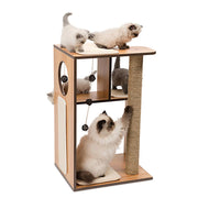 Catit Vesper - Arbre à Chat - Meuble V-Box en Bois de Noyer, Grand (50 x 40 x 78 cm)