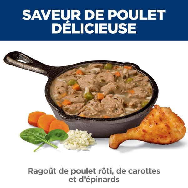 Hill's Science Diet Cuisine Santé - Ragoût de Poulet Rôti, Carottes et Épinards - Nourriture Humide pour Chiens Adultes 1-6 Ans