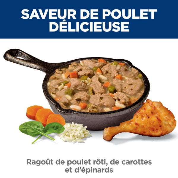 Hill's Science Diet Cuisine Santé - Ragoût de Poulet Rôti, Carottes et Épinards - Nourriture Humide pour Chiens Adultes 7+ Ans