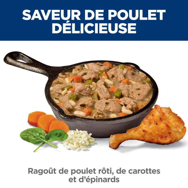 Hill's Science Diet Healthy Cuisine - Chien Senior 7+ Ragoût de Poulet Rôti, Carottes et Épinards - Nourriture Humide pour Chiens