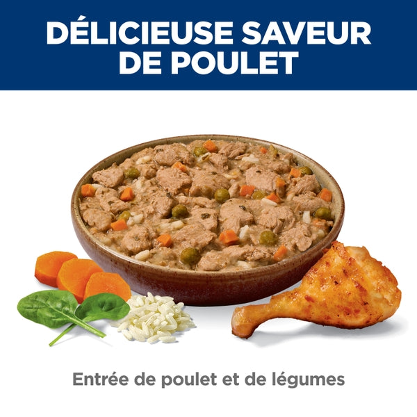 Hill's Science Diet - Chien Adulte Estomac et Peau Sensible Entrée de Poulet et Légumes - Nourriture Humide pour Chiens