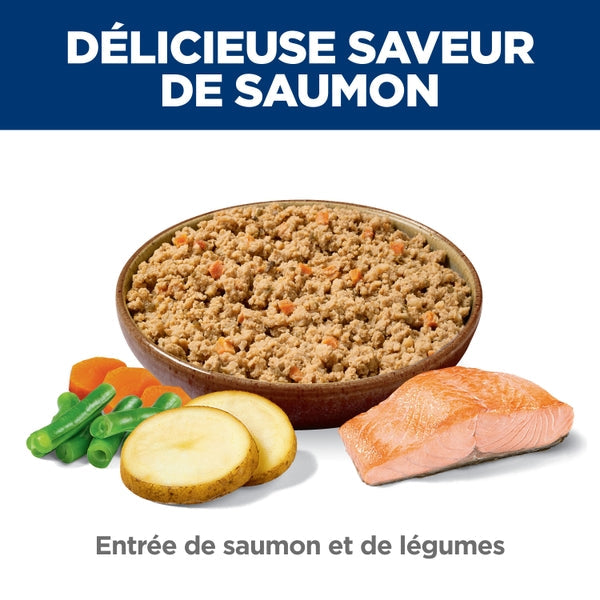 Hill's Science Diet - Estomac et Peau Sensibles - Entrée de Saumon et Légumes - Nourriture Humide pour Chiens