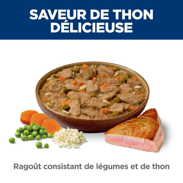 Hill's Science Diet - Poids Parfait et Soutien Articulaire - Ragoût de Légumes et Thon - Nourriture Humide pour Chiens Adultes