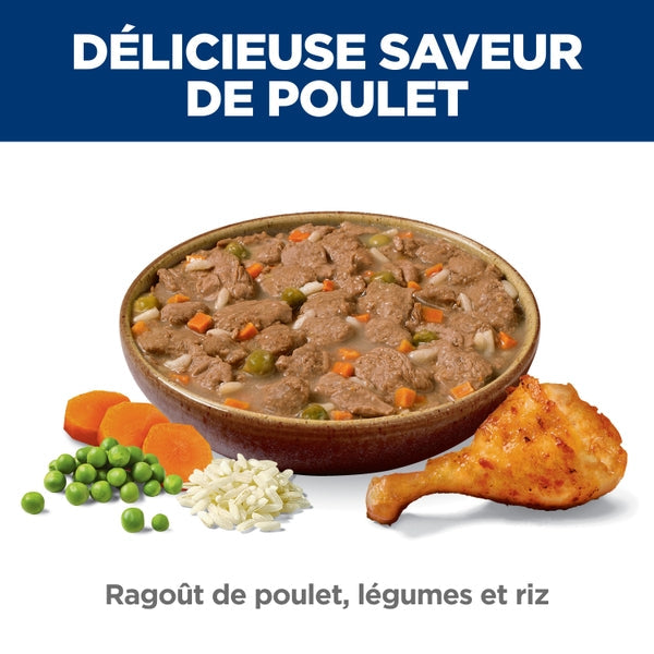 Hill's Science Diet - Digestion Parfaite - Ragoût de Poulet, Légumes et Riz - Nourriture Humide pour Chiens Adultes 1-6 Ans