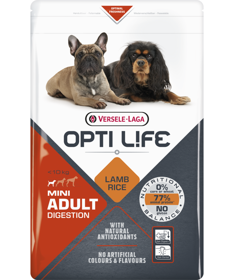 Opti Life - Chien Petite Race Digestion Agneau - Nourriture Sèche pour Chiens