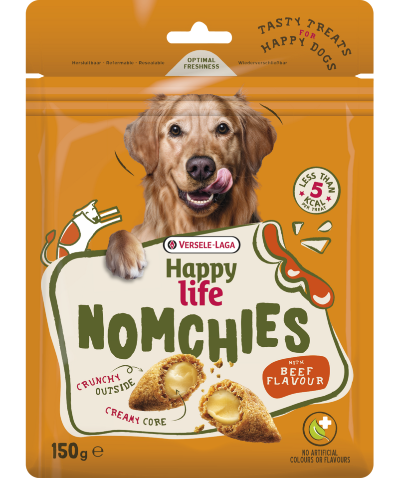Versele-Laga Happy Life - Nomchies au Boeuf - Gâteries Croustillant à l'Extérieur et Crémeux à l'Intérieur pour Chiens