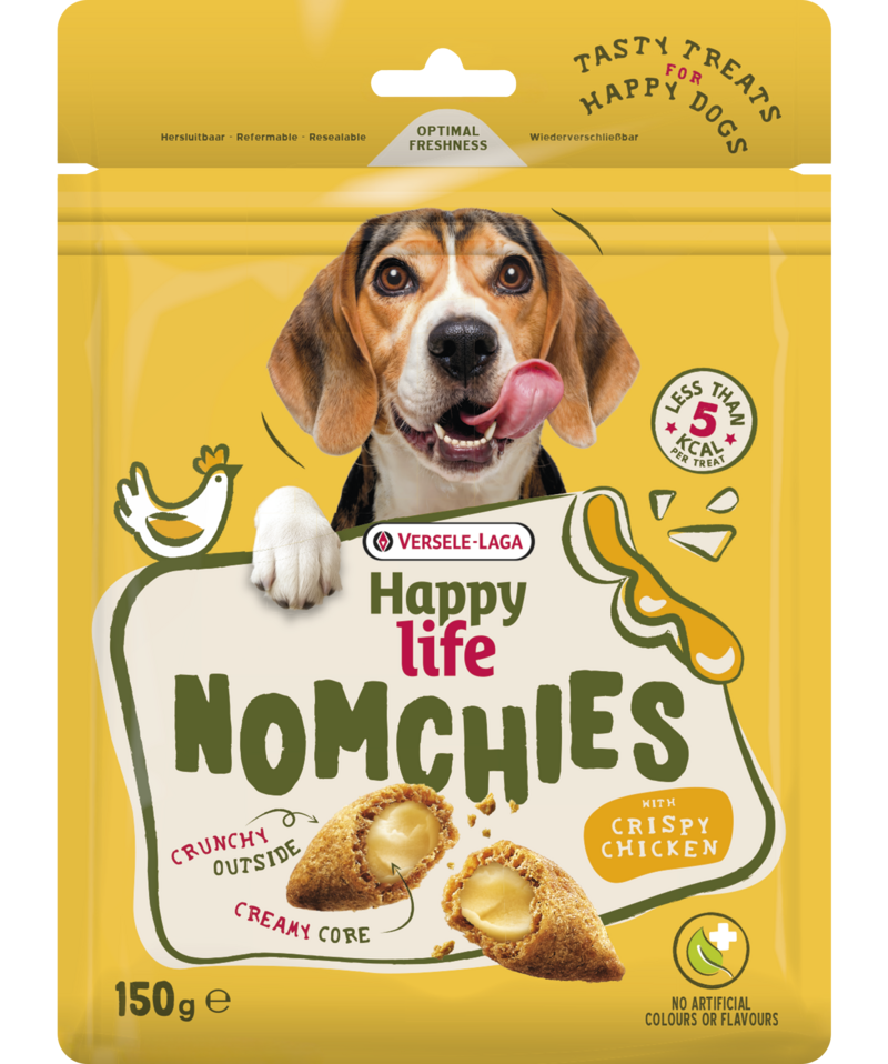 Versele-Laga Happy Life - Nomchies au Poulet - Gâteries Croustillant à l'Extérieur et Crémeux à l'Intérieur pour Chiens