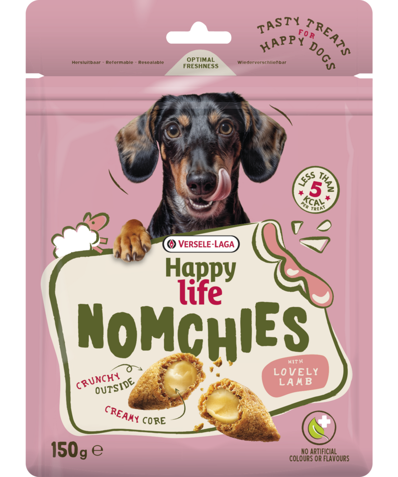 Versele-Laga Happy Life - Nomchies à l'Agneau - Gâteries Croustillant à l'Extérieur et Crémeux à l'Intérieur pour Chiens
