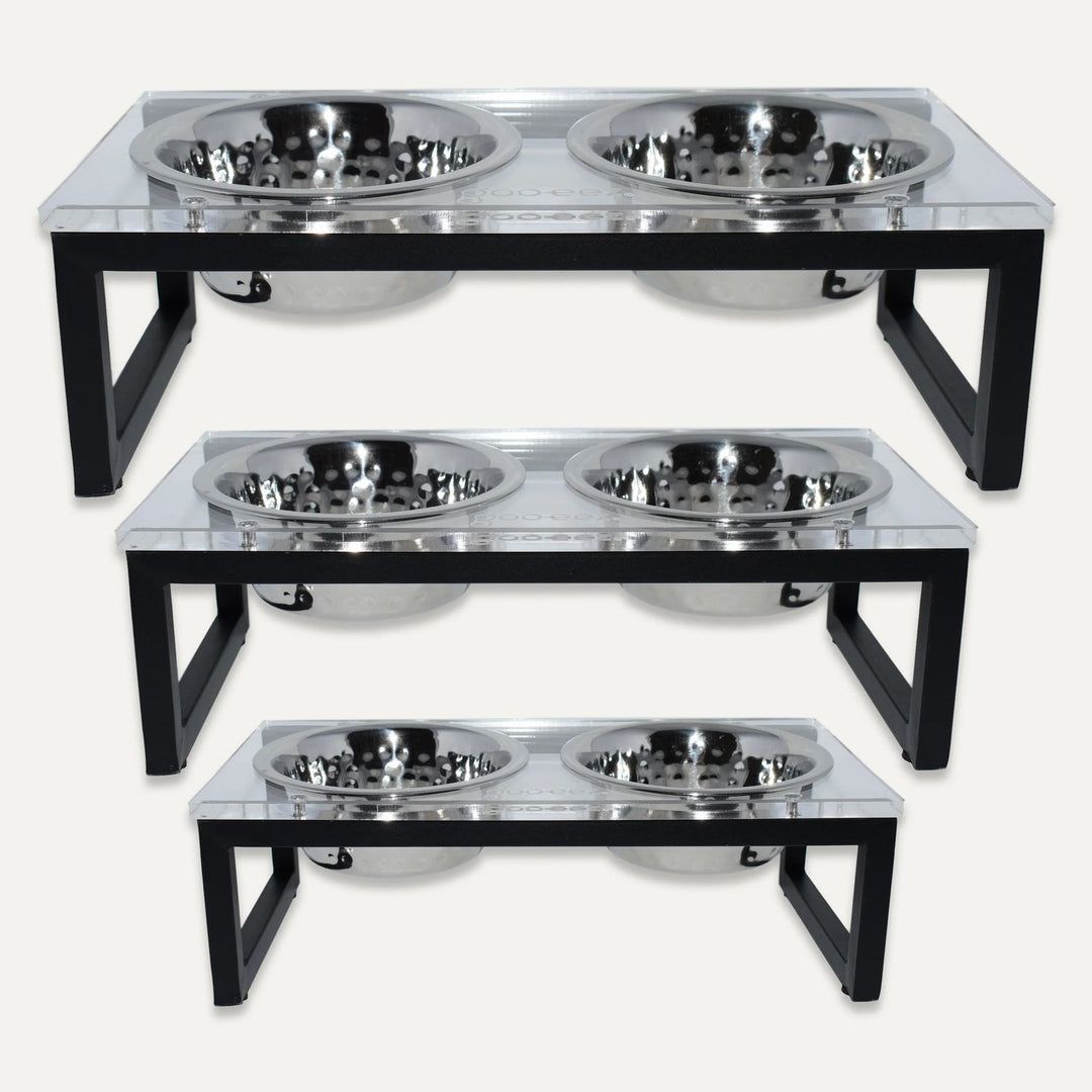GOO-EEZ Bol Double Inox avec Support en Acrylique L