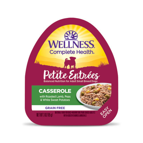 Wellness Petite Entrées - Casserole Agneau, Pois et Patates Douces Blanches - Nourriture Humide Sans Grains pour Chiens de Petites Races