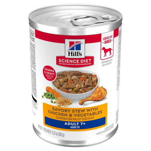 Hill's Science Diet - Ragoût de Poulet et Légumes - Nourriture Humide pour Chiens Adultes 7+ Ans