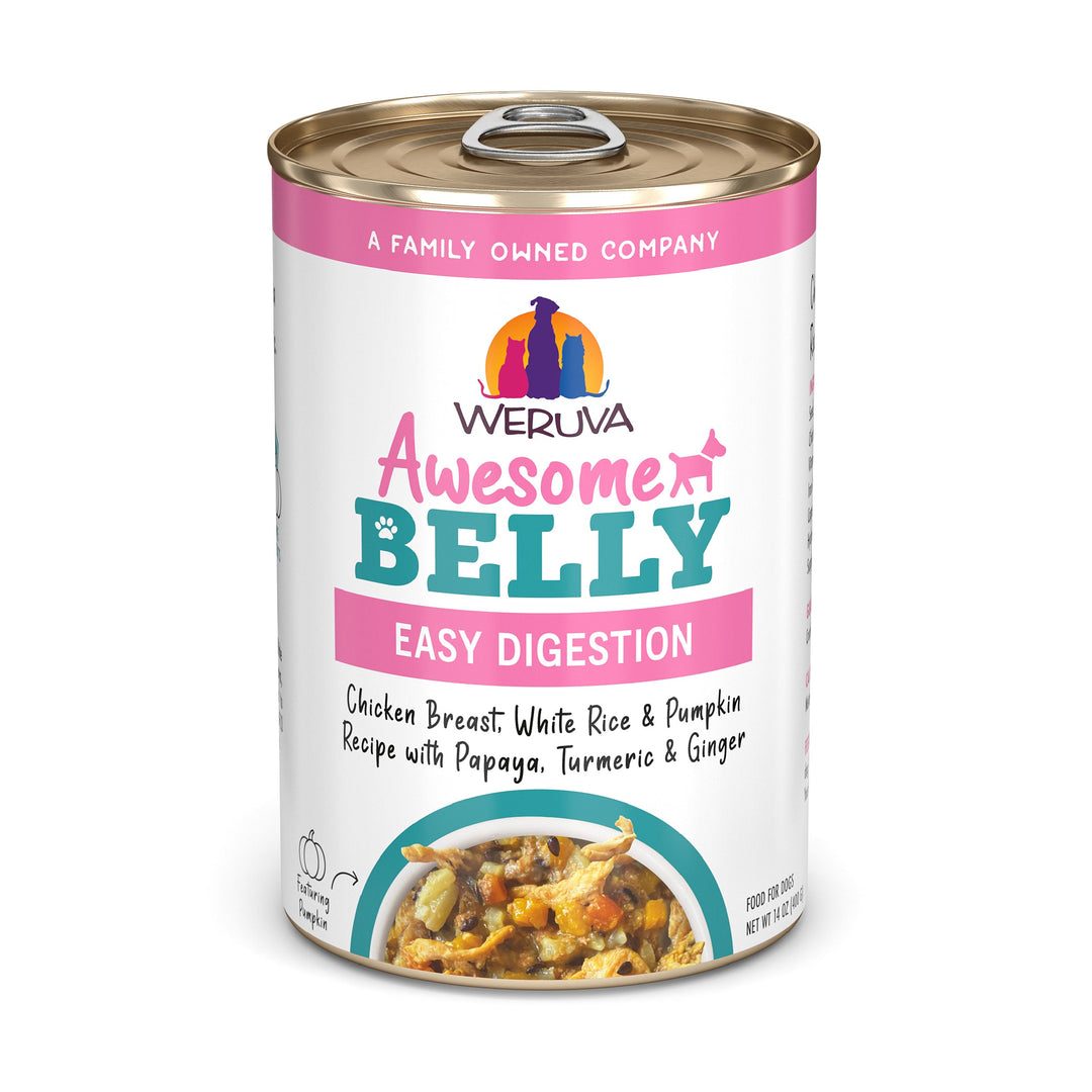 Weruva Functional - Chien "Awesome Belly" Digestion Facile Poitrine de Poulet, Riz Blanc, Papaye, Curcuma et Gingembre en Bouillon - Nourriture Humide Sans Grains pour Chiens