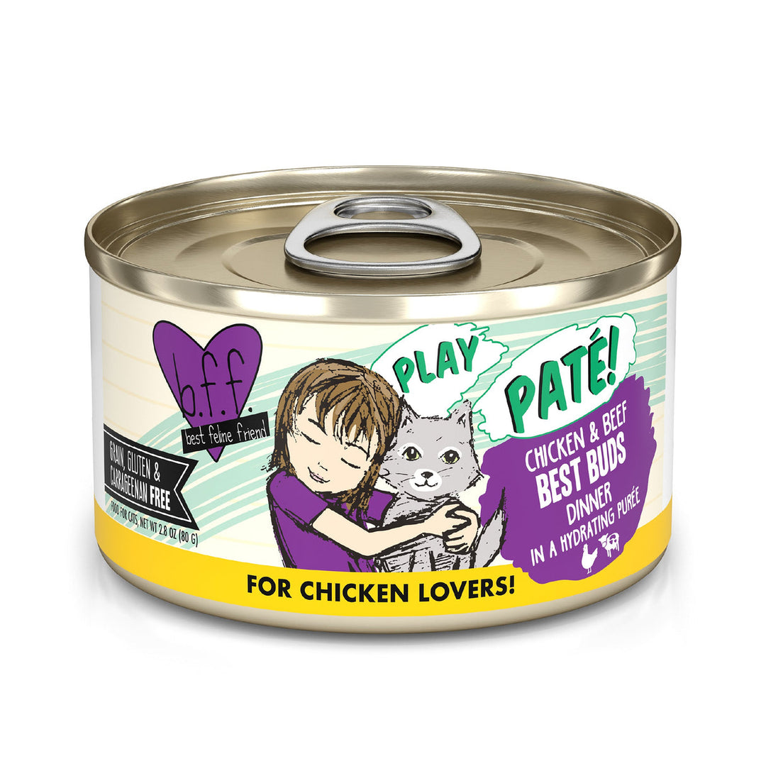 Weruva Best Fido Friend Play - Best Buds - Pâté de Poulet et Boeuf dans une Purée Hydratante - Nourriture Humide Sans Grains pour Chats