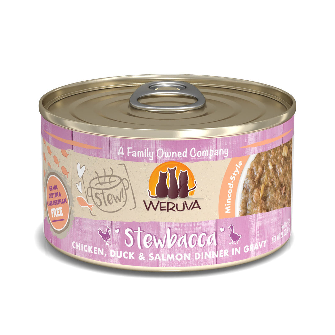 Weruva - Chat "Stewbacca" Poulet, Canard et Saumon en Sauce - Nourriture Humide Sans Grains pour Chats