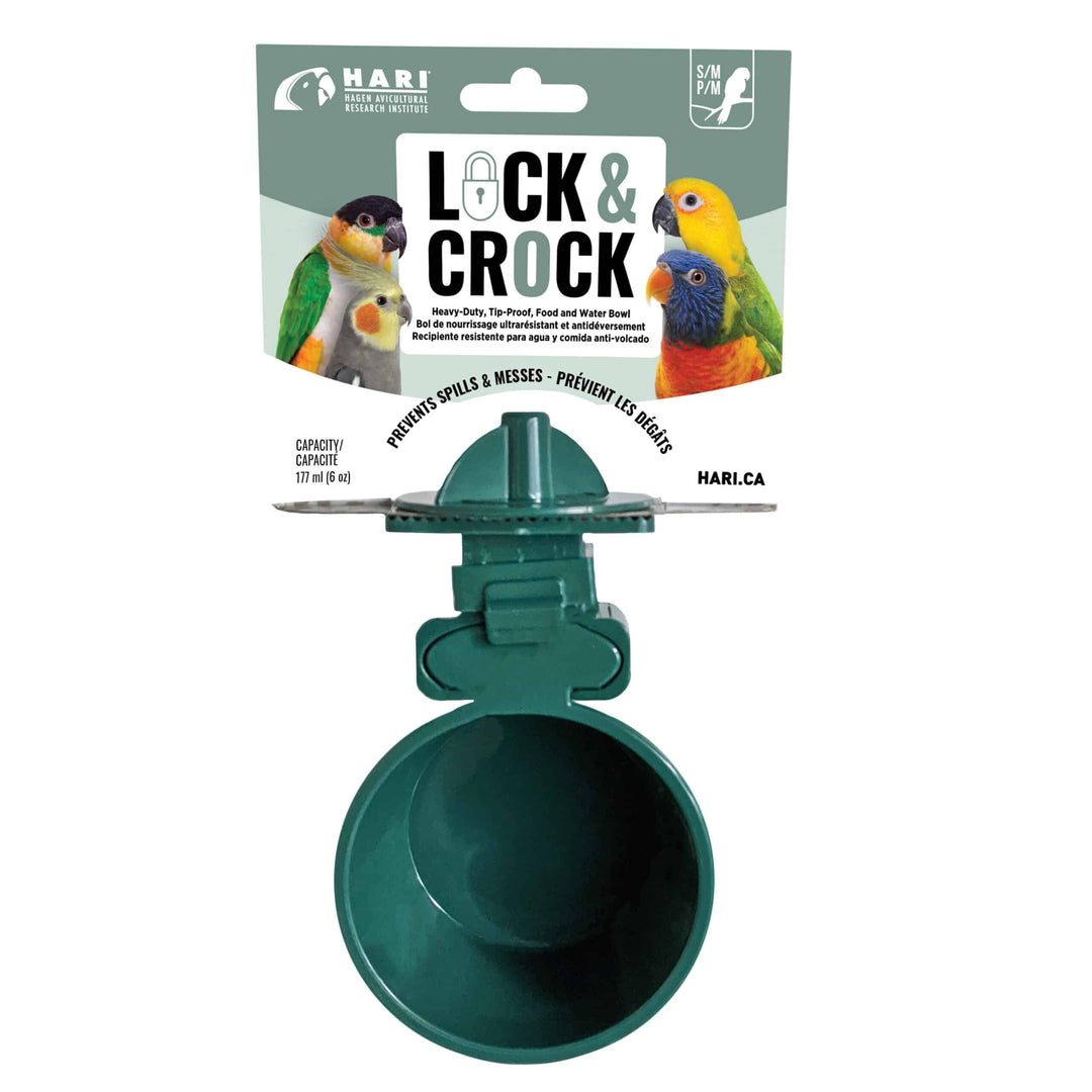 HARI Bol de Nourrissage Lock & Crock 177ml pour Oiseaux