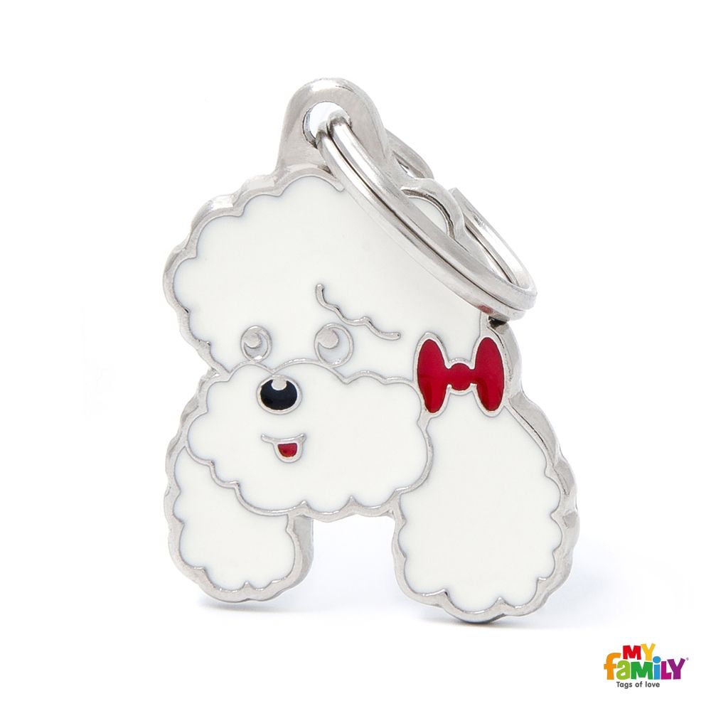 My Family - Friends Caniche Blanc - Médaille d'Identité pour Chiens