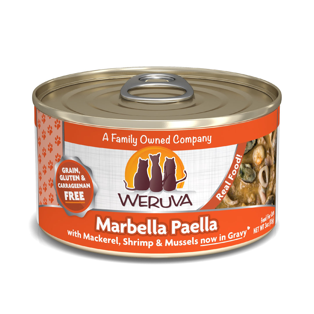 Weruva - Chat "Marbella Paella" Maquereau, Crevette et Moules en Sauce - Nourriture Humide Sans Grains pour Chats