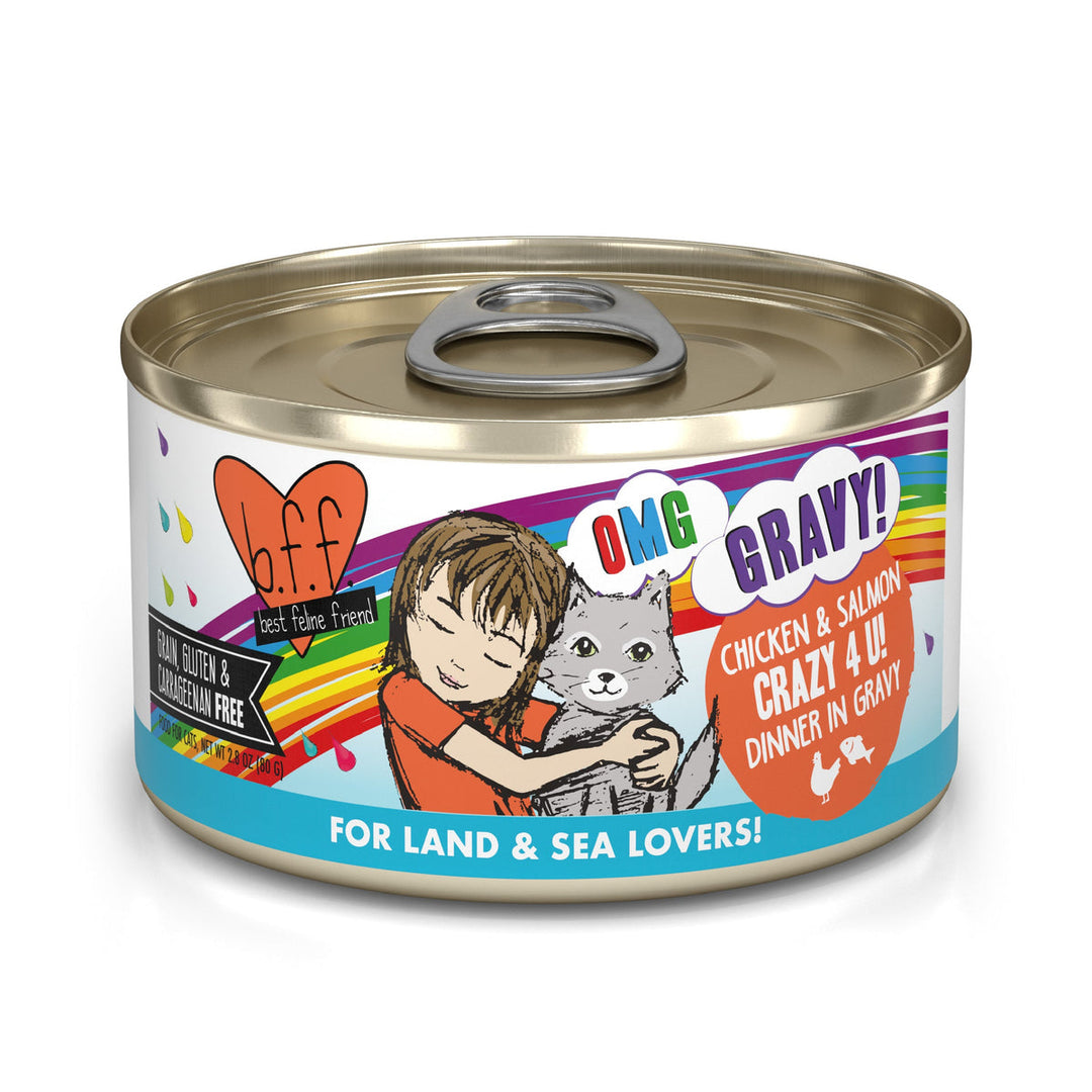 Weruva Best Fido Friend Oh My Gravy! - Chat "Crazy 4 U!" Poulet et Saumon en Sauce - Nourriture Humide Sans Grains pour Chats