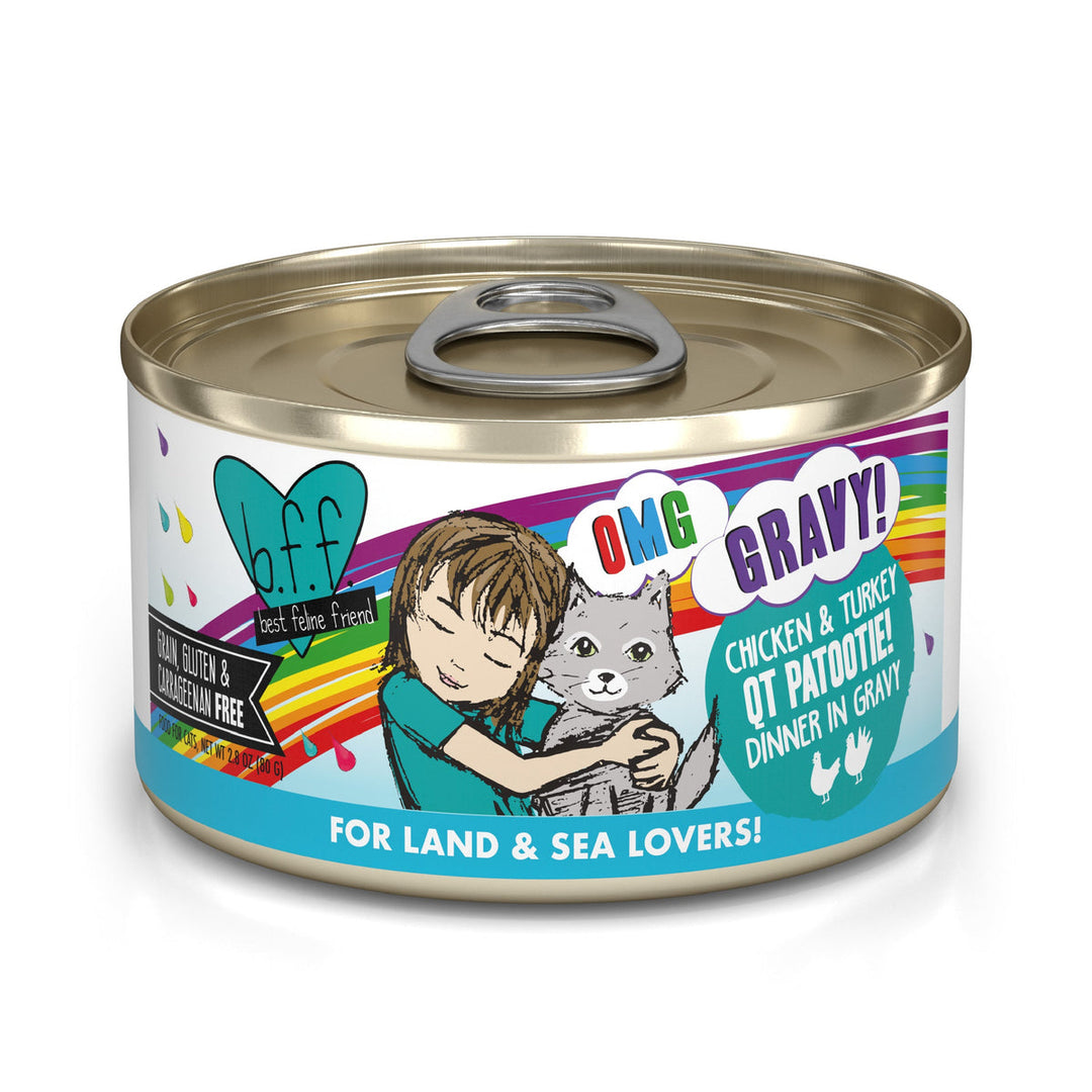 Weruva Best Fido Friend Oh My Gravy! - Chat "QT Patootie!" Poulet et Dinde en Sauce - Nourriture Humide Sans Grains pour Chats