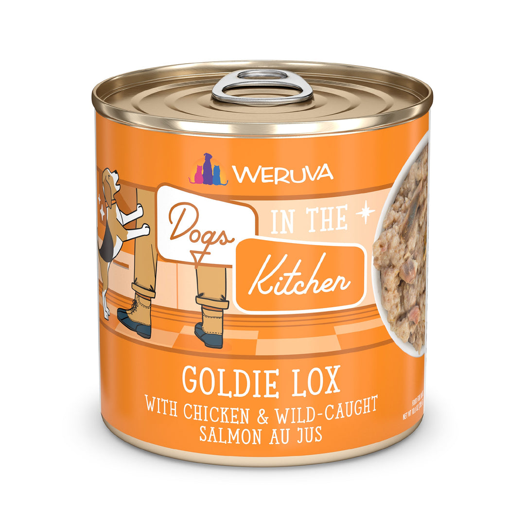 Weruva Dogs in the Kitchen - Chien "Goldie Lox" avec Poulet et Saumon Sauvage au Jus - Nourriture Humide Sans Grains pour Chiens