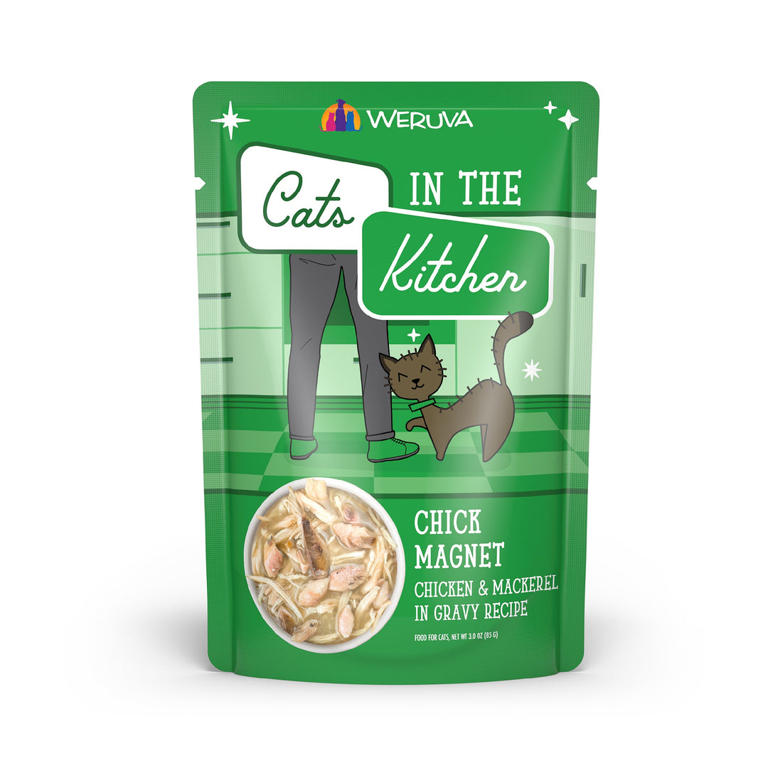 Weruva Cats in the Kitchen - Chick Magnet - Poulet et Maquereau en Sauce - Nourriture Humide Sans Grains pour Chats en Sachet