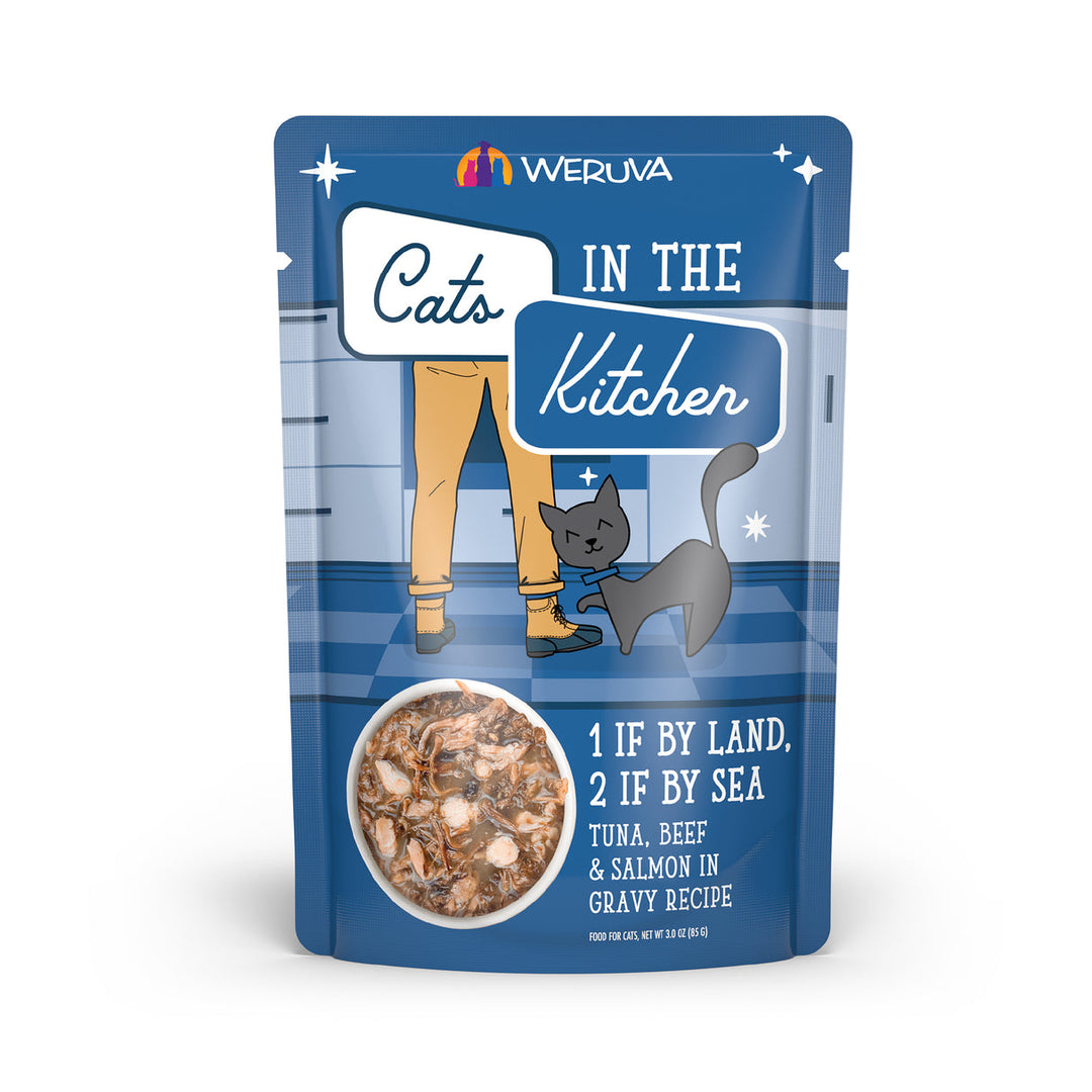 Weruva Cats in the Kitchen - 1 If By Land,2 If By Sea - Thon, Boeuf et Saumon en Sauce - Nourriture Humide Sans Grains pour Chats en Sachet
