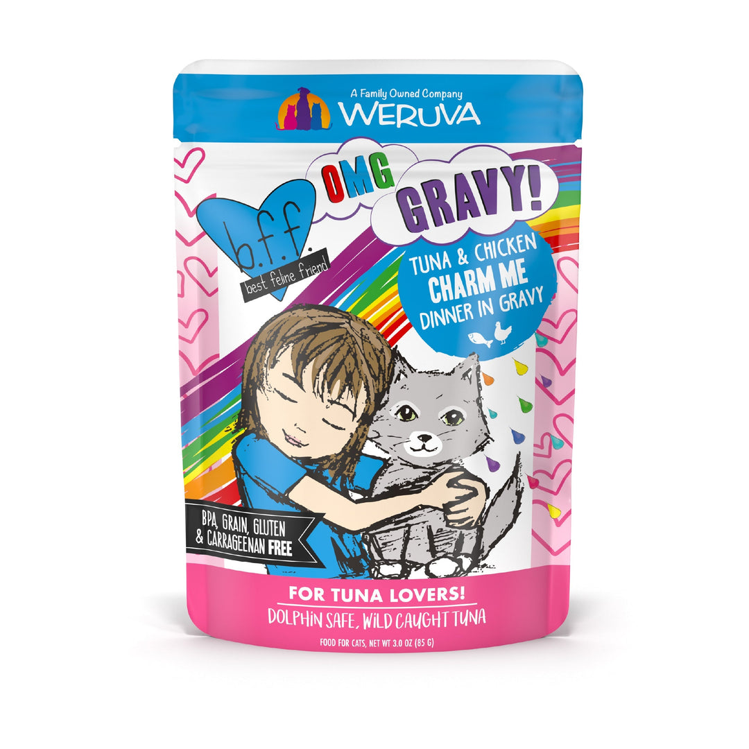 Weruva Best Fido Friend Oh My Gravy! - Charm Me - Thon et Poulet en Sauce - Nourriture Humide Sans Grains pour Chats en Sachet