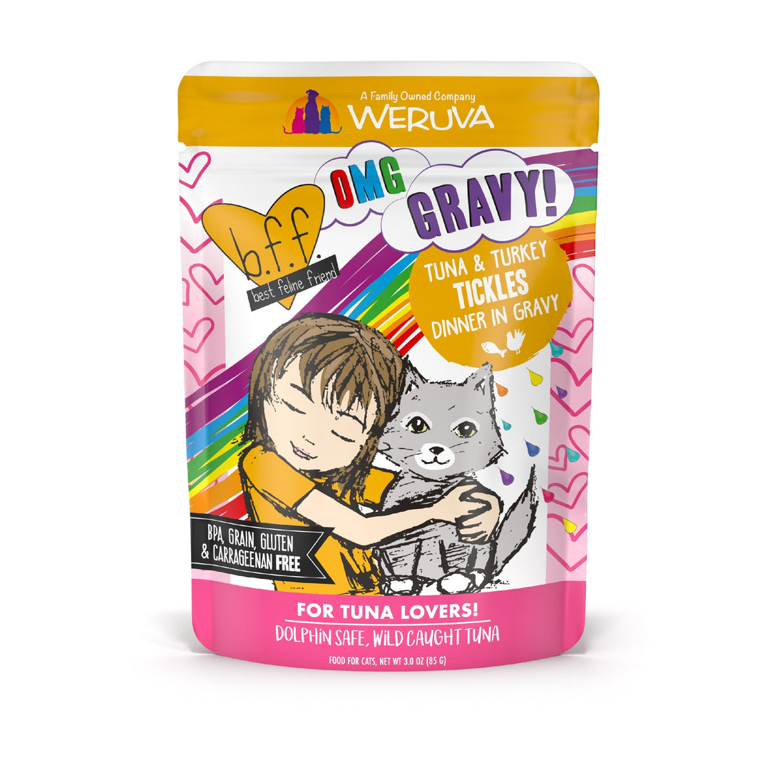 Weruva Best Fido Friend Oh My Gravy! - Chat "Tickles" Thon et Dinde en Sauce - Nourriture Humide Sans Grains pour Chats en Pochette