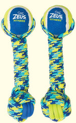 Voir l’image dans la galerie, Fitness Zeus - Haltère en Corde et en TPR avec Balle de Tennis 30.5 cm - Jouet à Rapporter ou à Tirer pour Chiens