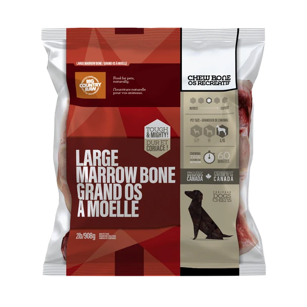 Big Country Raw - Os à Moelle de Boeuf 900 g - Gâteries Crues Congelées pour Chiens